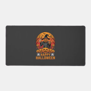 Gruselige Kürbiskürbis-Hexen-Halloween-Vektorgesta Schreibtischunterlage