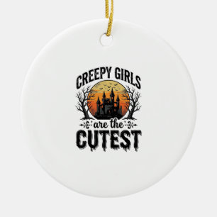 Gruselige Mädchen sind das süßeste Halloween-Vekto Keramik Ornament
