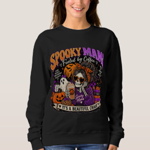 Gruselige Mama, angetrieben von Kaffee Halloween S Sweatshirt