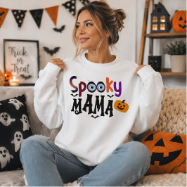 Gruselige Mama Augapfel-Kürbis Halloween-Typografi Sweatshirt