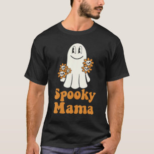 Gruselige Mama Groovy Halloween Floral Geist Gruse T-Shirt