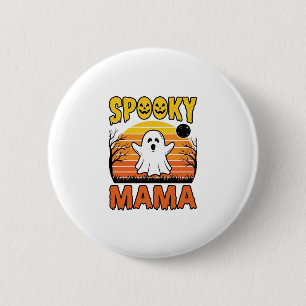 Gruselige Mama Vintage Geist Halloween-Shirt-Desig Button
