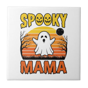 Gruselige Mama Vintage Geist Halloween-Shirt-Desig Fliese