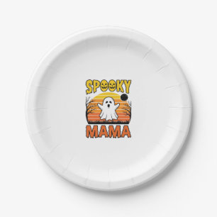 Gruselige Mama Vintage Geist Halloween-Shirt-Desig Pappteller