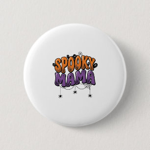 Gruselige Mama Vintage Halloween-Mutter-Shirt-Desi Button