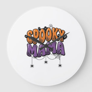 Gruselige Mama Vintage Halloween-Mutter-Shirt-Desi Große Wanduhr