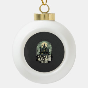 Gruselige Mansion-Touren Vintage-Halloween-Vektor Keramik Kugel-Ornament