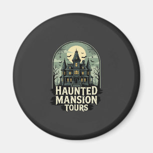 Gruselige Mansion-Touren Vintage-Halloween-Vektor Magnet