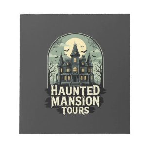 Gruselige Mansion-Touren Vintage-Halloween-Vektor Notizblock