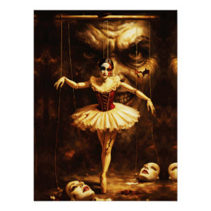 Gruselige Marionetten-Ballerina-Horror-Puppen-Kuns Poster