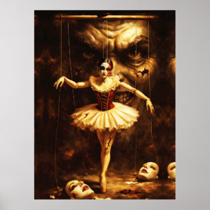 Gruselige Marionetten-Ballerina-Horror-Puppen-Kuns Poster