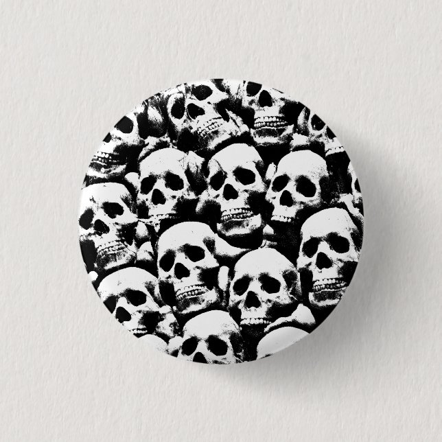 gruselige menschliche Schädelmuster Horror gotisch Button (Vorderseite)