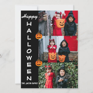 Gruselige moderne Halloween-Familie-Dreier-Foto-Co Feiertagskarte
