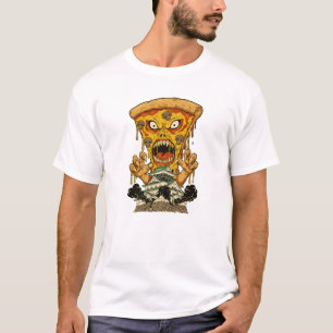 Gruselige Monster-Pizza Japan-Burg Lustige Foodie- T-Shirt