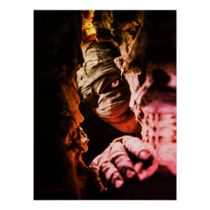 Gruselige Mumien-Wandkunst – Dunkler Horror-Porträ Poster