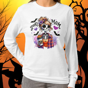 Gruselige Mutter Skelett Unordentlicher Dutt Custo T-Shirt