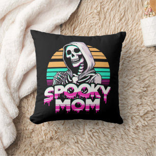Gruselige Mutter: Vaporwave-Skelett-Halloween-Mama Kissen