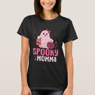 Gruselige Mutti Boo Geist Rosa Schleife Halloween T-Shirt
