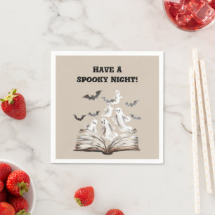 Gruselige Nacht Buch Geister Fledermäuse Halloween Serviette