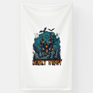 Gruselige Nacht Geisterhaus Gräber Friedhof Banner
