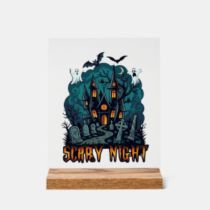 Gruselige Nacht Gruselhaus Geister Friedhof Acrylschild