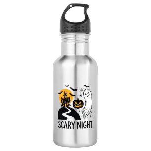 Gruselige Nacht Halloween Spukhaus Geist Design_1 Edelstahlflasche