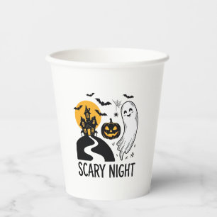 Gruselige Nacht Halloween Spukhaus Geist Design_1 Pappbecher