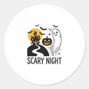 Gruselige Nacht Halloween Spukhaus Geist Design_1 Runder Aufkleber