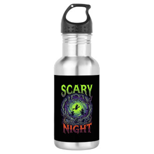 Gruselige Nacht Hexen Fledermaus Höhle Neon Wirbel Edelstahlflasche
