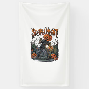 Gruselige Nacht-Kürbiskopf-Monster-Laterne-Friedho Banner