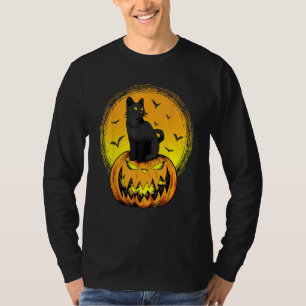 Gruselige Nachtkatze schwarze Katze mit gelben Aug T-Shirt