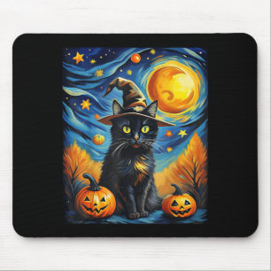 Gruselige Nachtkatze Van Gogh Halloween Hexenhut S Mousepad