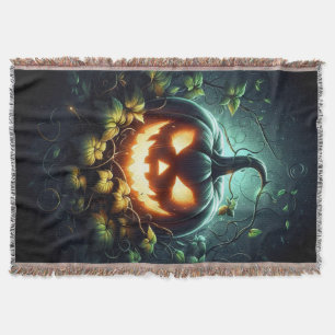 Gruselige Natur leuchtender Halloween-Kürbis Decke