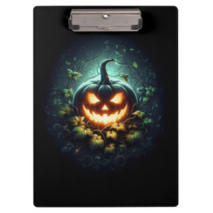 Gruselige Natur leuchtender Halloween-Kürbis Klemmbrett