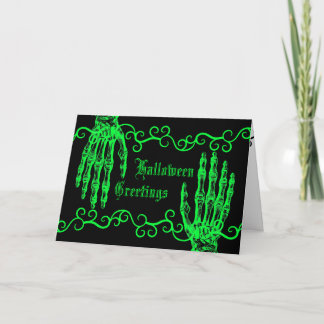 Gruselige neon-grüne Halloween-Zombie-Hände Karte