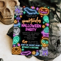Gruselige Neon-Halloween-Einladung