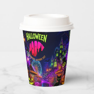 Gruselige Neon-Halloween-Party Pappbecher