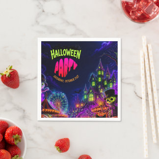 Gruselige Neon-Halloween-Party Serviette