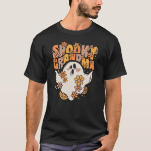 Gruselige Oma Groovy Geist Mit Vintage Blumen T-Shirt