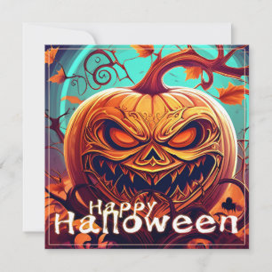 Gruselige orange Halloween-Kürbis mit Gesicht
