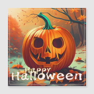 Gruselige orange Halloween-Kürbis mit Gesicht Magnetkarte