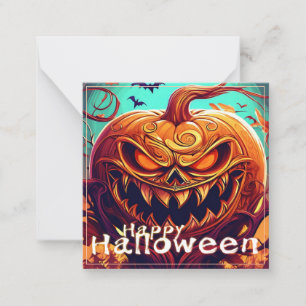Gruselige orange Halloween-Kürbis mit Gesicht Mitteilungskarte
