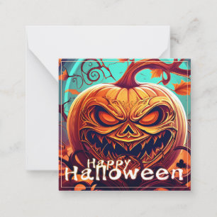 Gruselige orange Halloween-Kürbis mit Gesicht Mitteilungskarte