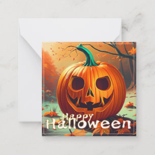 Gruselige orange Halloween-Kürbis mit Gesicht Mitteilungskarte