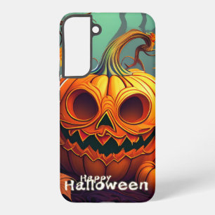 Gruselige orange Kürbis mit Gesicht, Halloween Samsung Galaxy Hülle