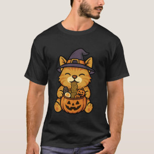 Gruselige Orange Tabby-Katze Kürbis Japanische Ram T-Shirt