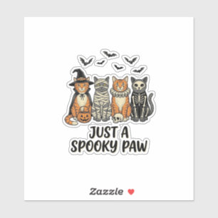 Gruselige Pfote Halloween Katzen Vintage-Shirt-Des Aufkleber