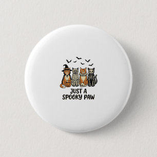 Gruselige Pfote Halloween Katzen Vintage-Shirt-Des Button