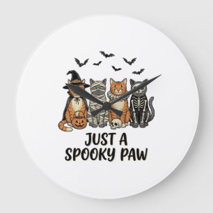 Gruselige Pfote Halloween Katzen Vintage-Shirt-Des Große Wanduhr