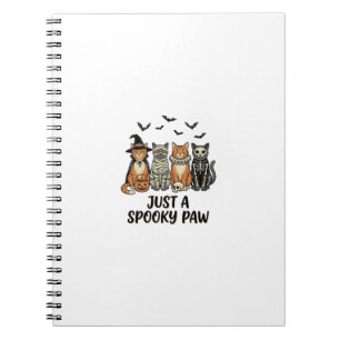 Gruselige Pfote Halloween Katzen Vintage-Shirt-Des Notizblock